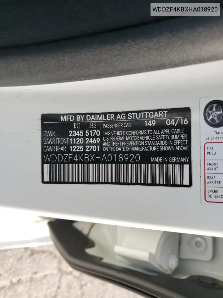 WDDZF4KBXHA018920 2017 Mercedes-Benz E 300 4Matic