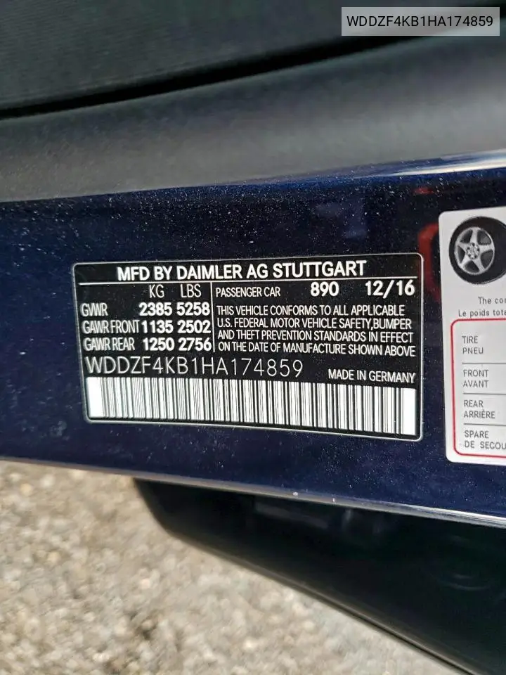 WDDZF4KB1HA174859 2017 Mercedes-Benz E 300 4Matic