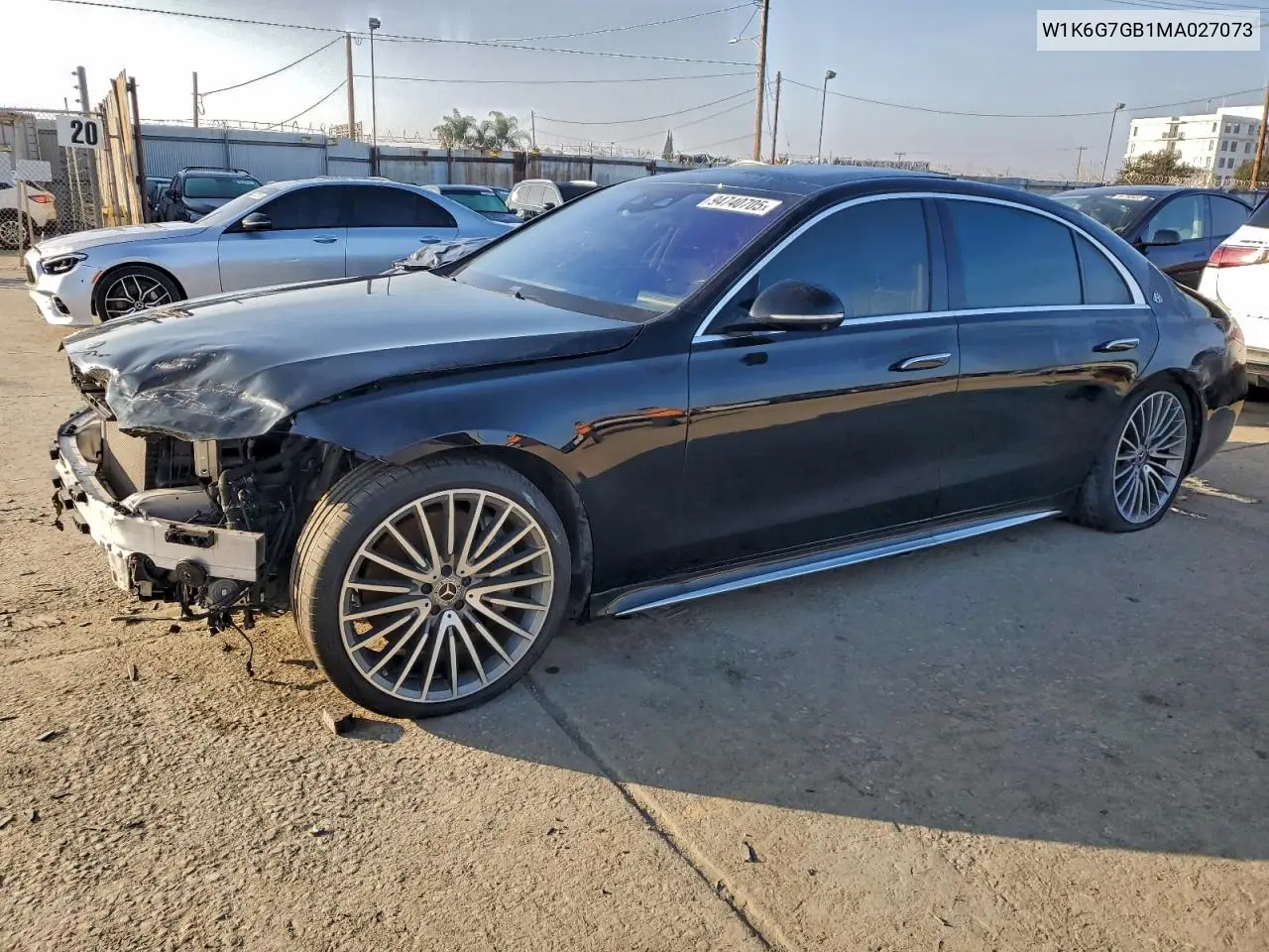 W1K6G7GB1MA027073 2021 Mercedes-Benz S 580 4Matic