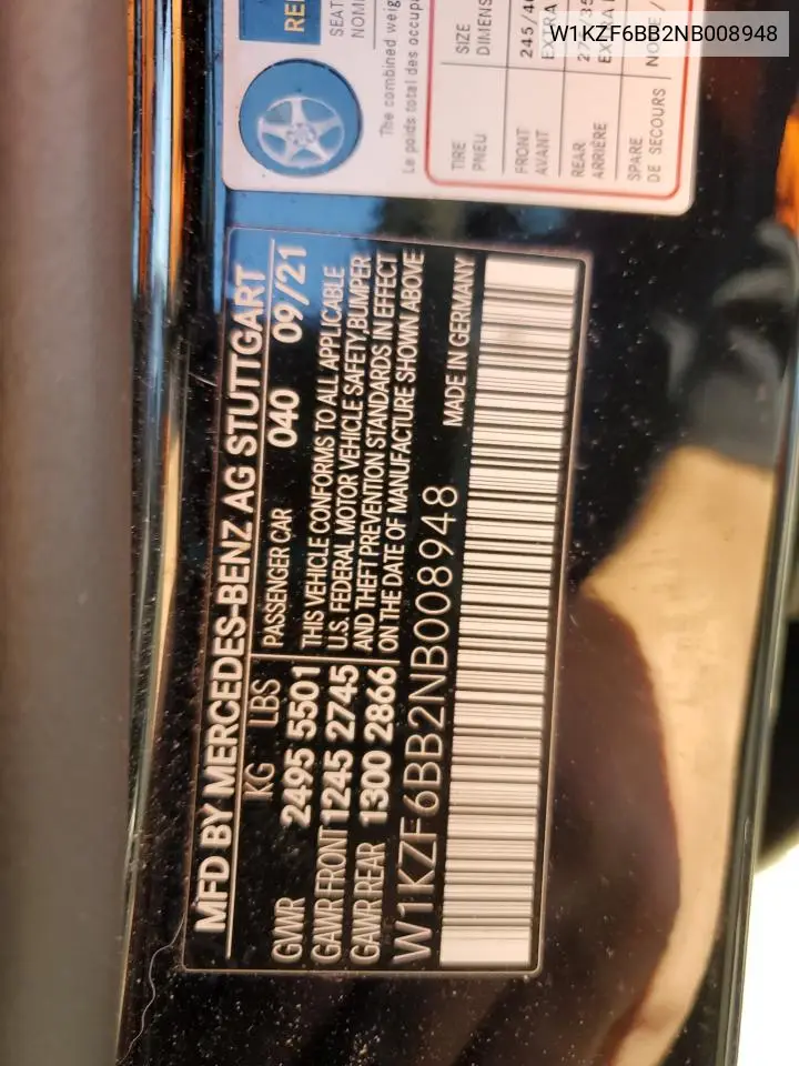W1KZF6BB2NB008948 2022 Mercedes-Benz E Amg 53 4Matic