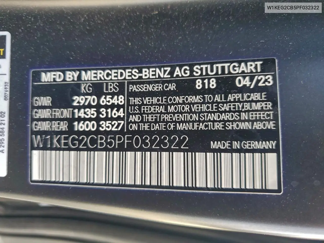 W1KEG2CB5PF032322 2023 Mercedes-Benz Eqe Sedan 500 4Matic