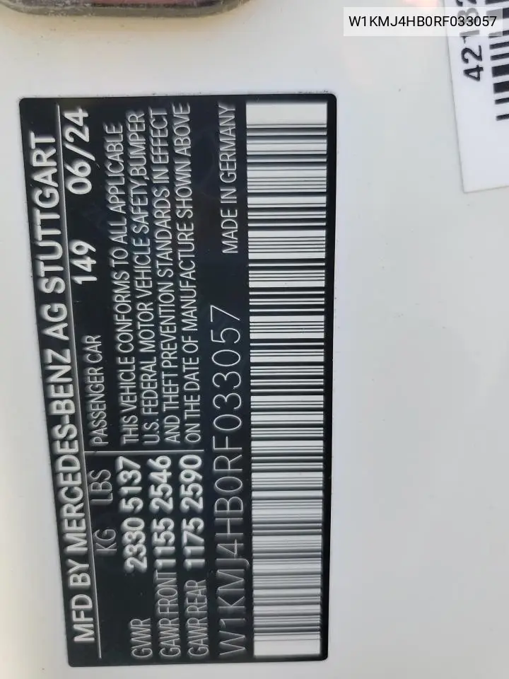 W1KMJ4HB0RF033057 2024 Mercedes-Benz Cle 300 4Matic