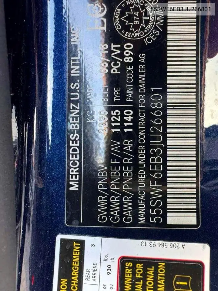 55SWF6EB3JU266801 2018 Mercedes-Benz C 43 4Matic Amg
