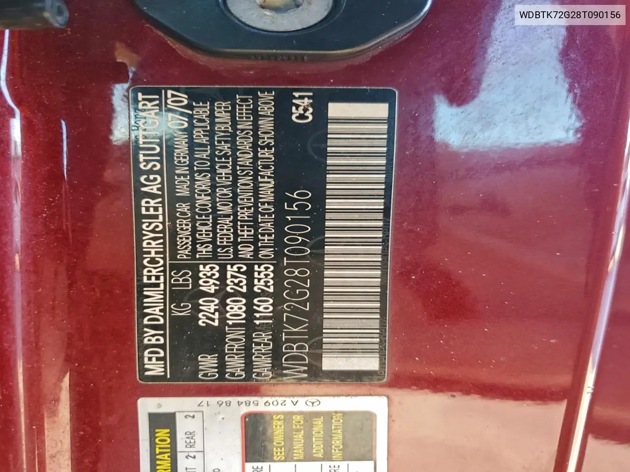 WDBTK72G28T090156 2008 Mercedes-Benz Clk 550