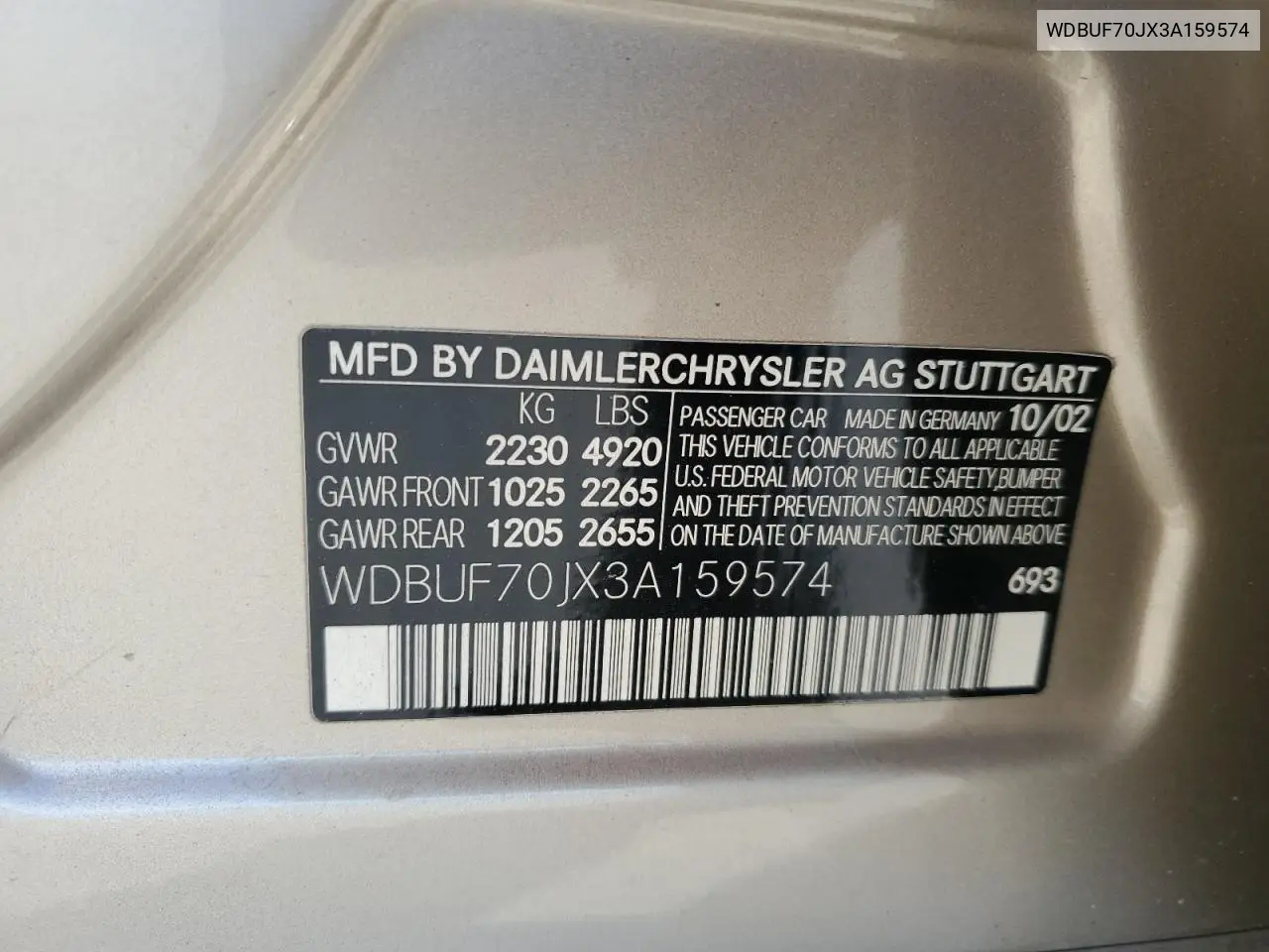 WDBUF70JX3A159574 2003 Mercedes-Benz E 500