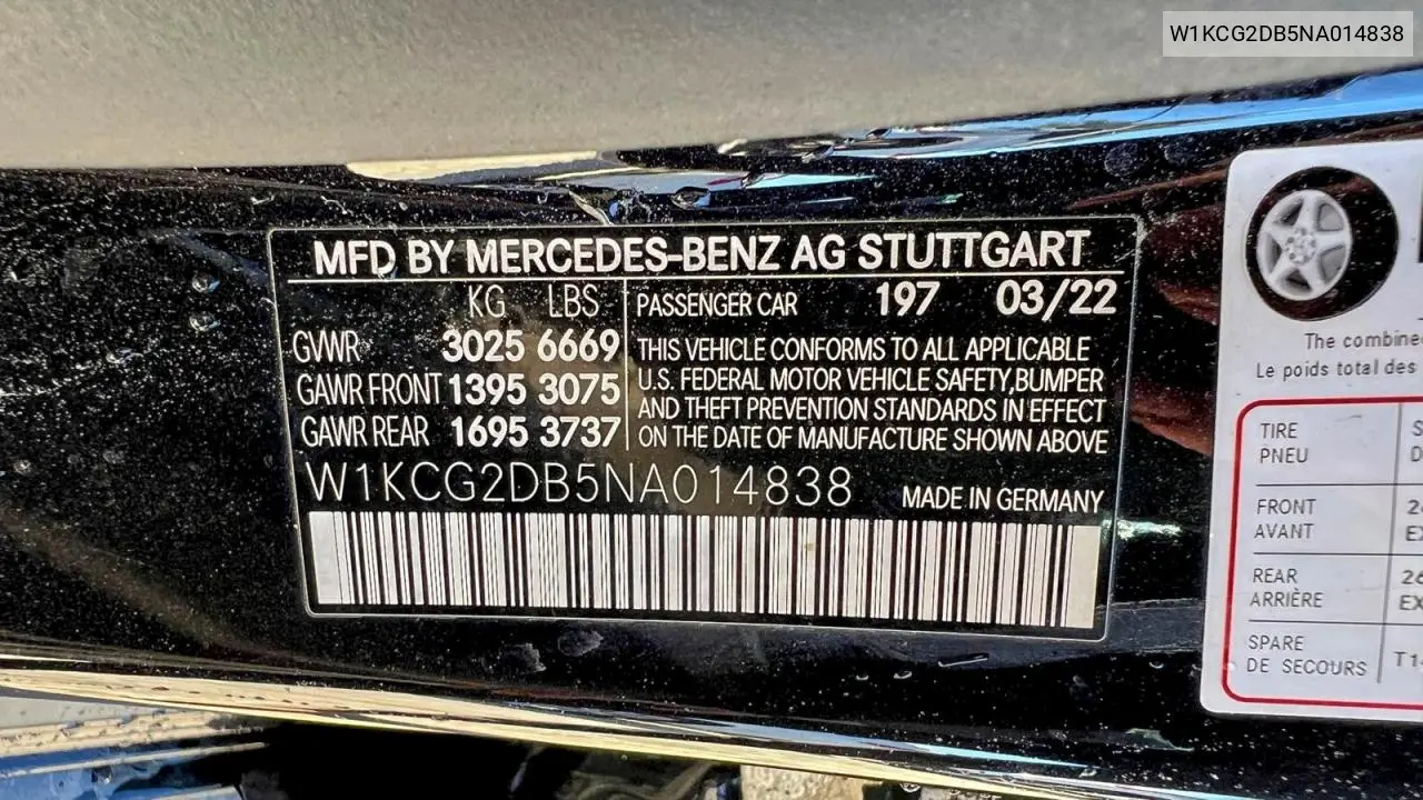 W1KCG2DB5NA014838 2022 Mercedes-Benz Eqs Sedan 450+