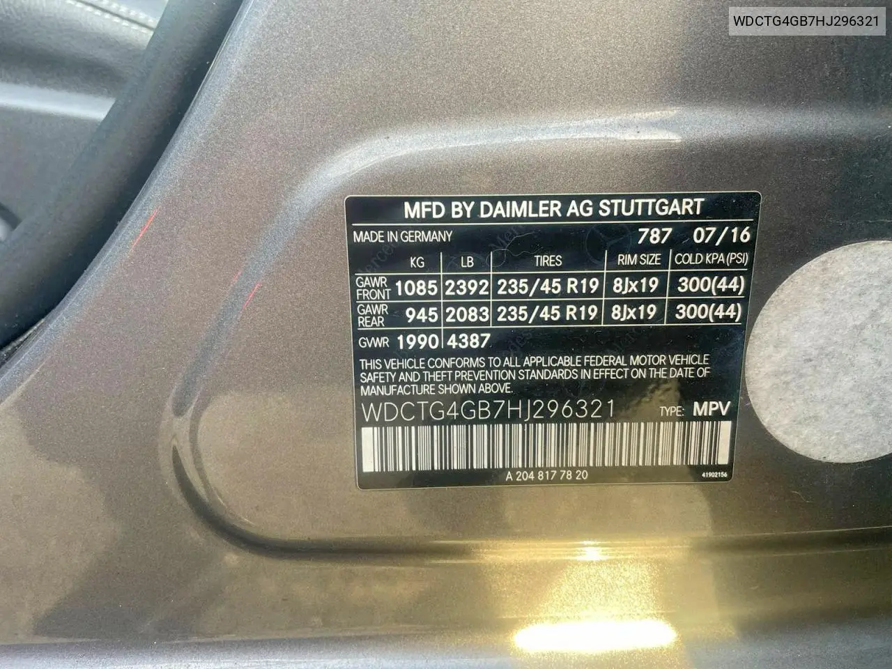 WDCTG4GB7HJ296321 2017 Mercedes-Benz Gla 250 4Matic