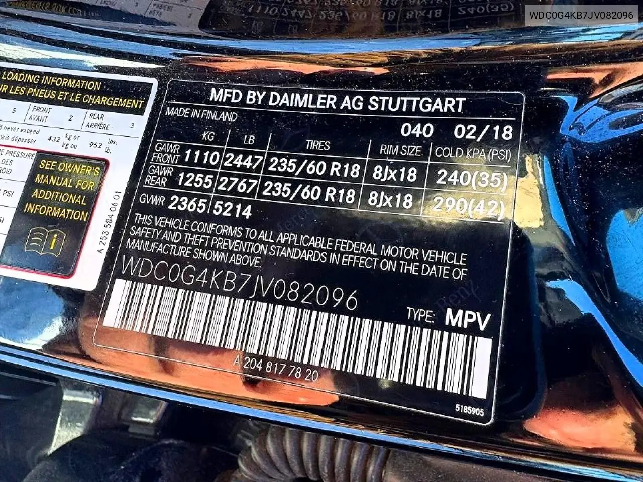 WDC0G4KB7JV082096 2018 Mercedes-Benz Glc 300 4Matic