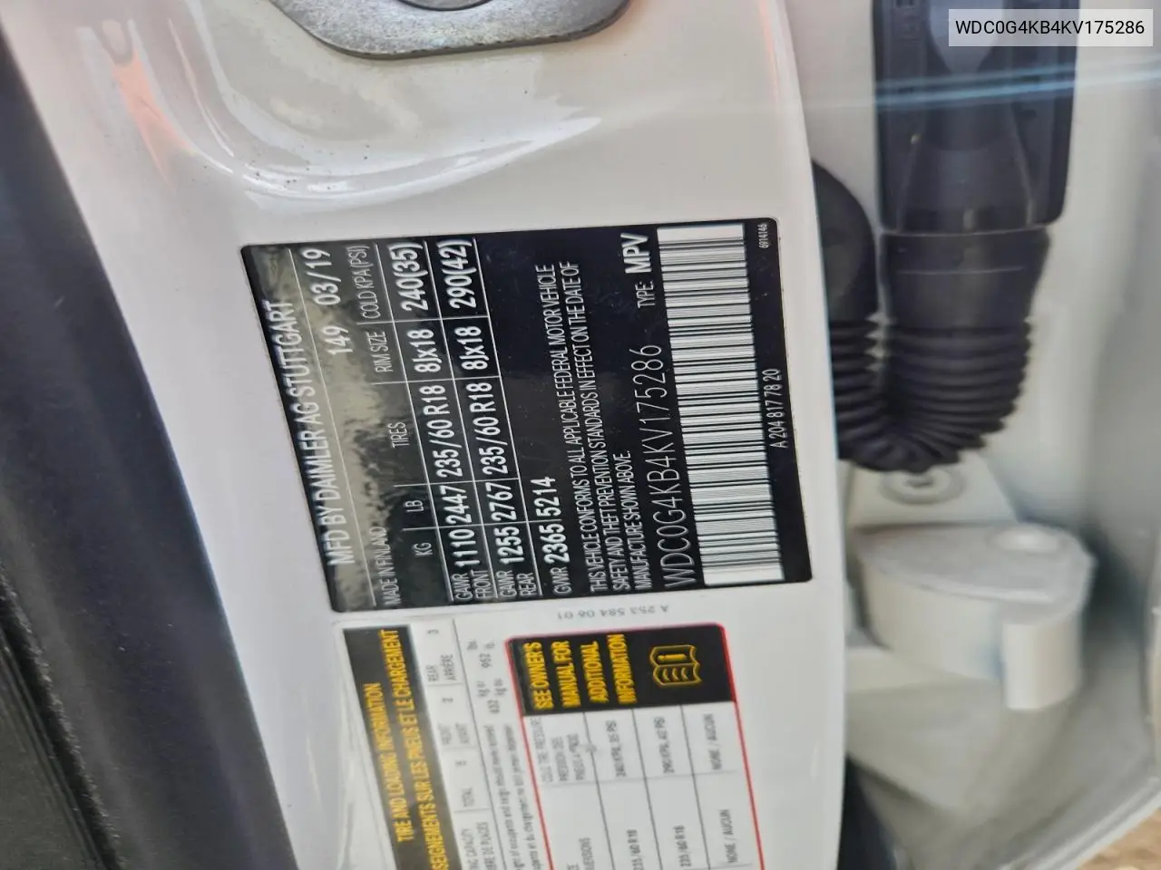 WDC0G4KB4KV175286 2019 Mercedes-Benz Glc 300 4Matic
