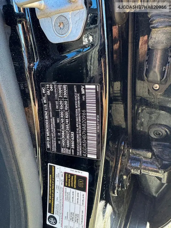 4JGDA5HB7HA820966 2017 Mercedes-Benz Gle 350 4Matic
