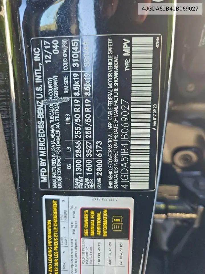 4JGDA5JB4JB069027 2018 Mercedes-Benz Gle 350