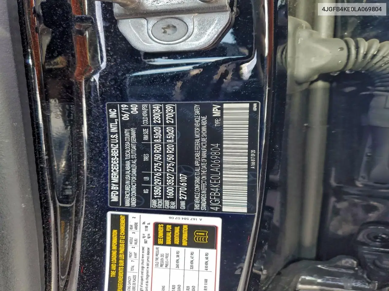 4JGFB4KE0LA069804 2020 Mercedes-Benz Gle 350 4Matic