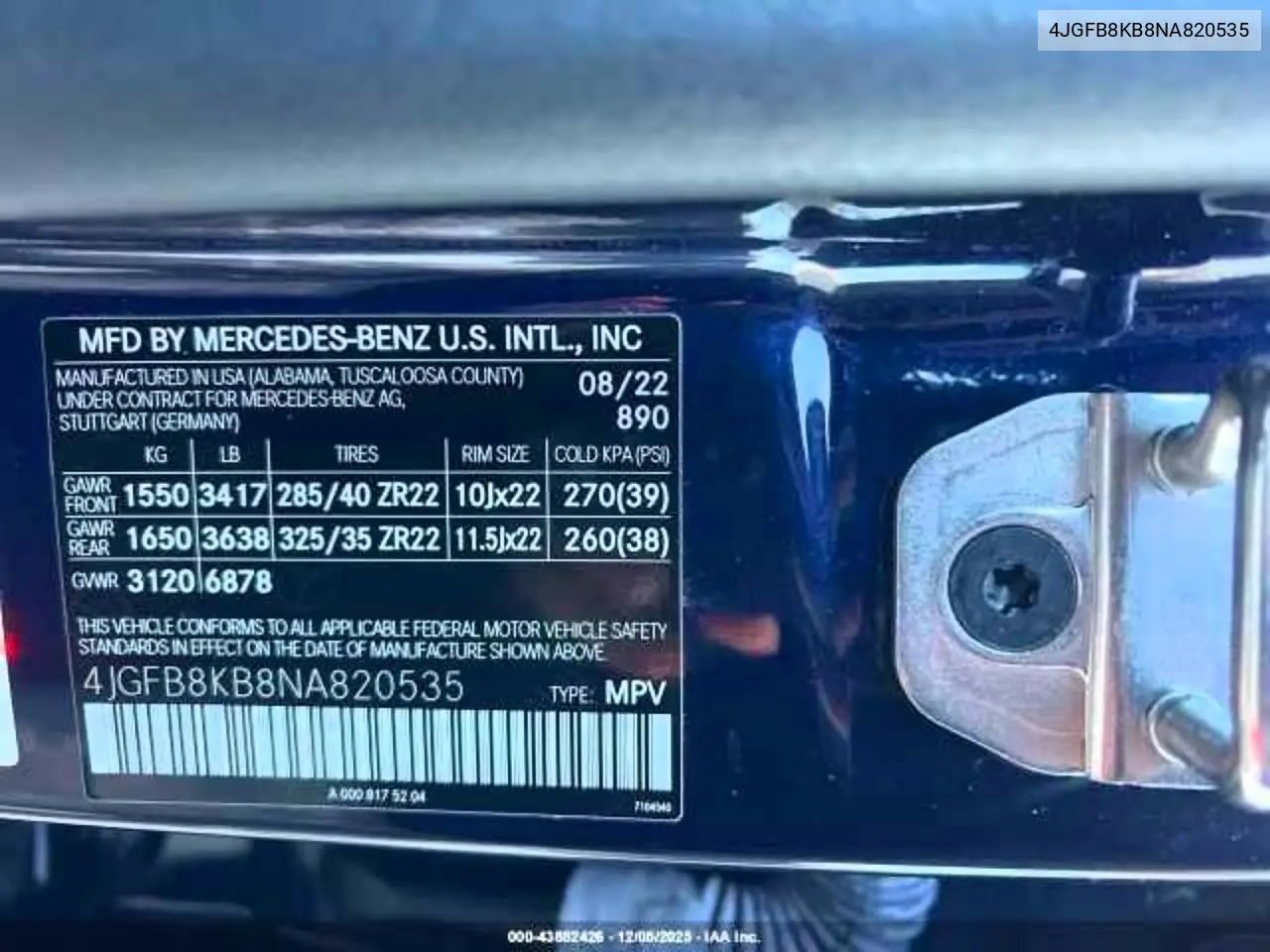 4JGFB8KB8NA820535 2022 Mercedes-Benz Gle 63 Amg 4Matic