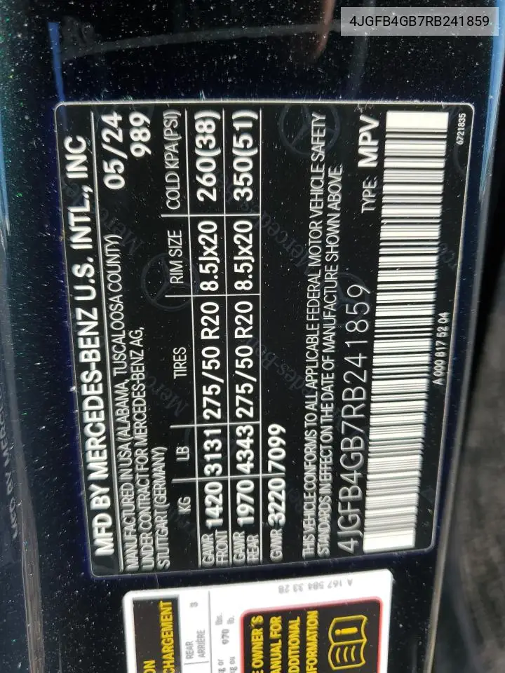 4JGFB4GB7RB241859 2024 Mercedes-Benz Gle 450E 4Matic