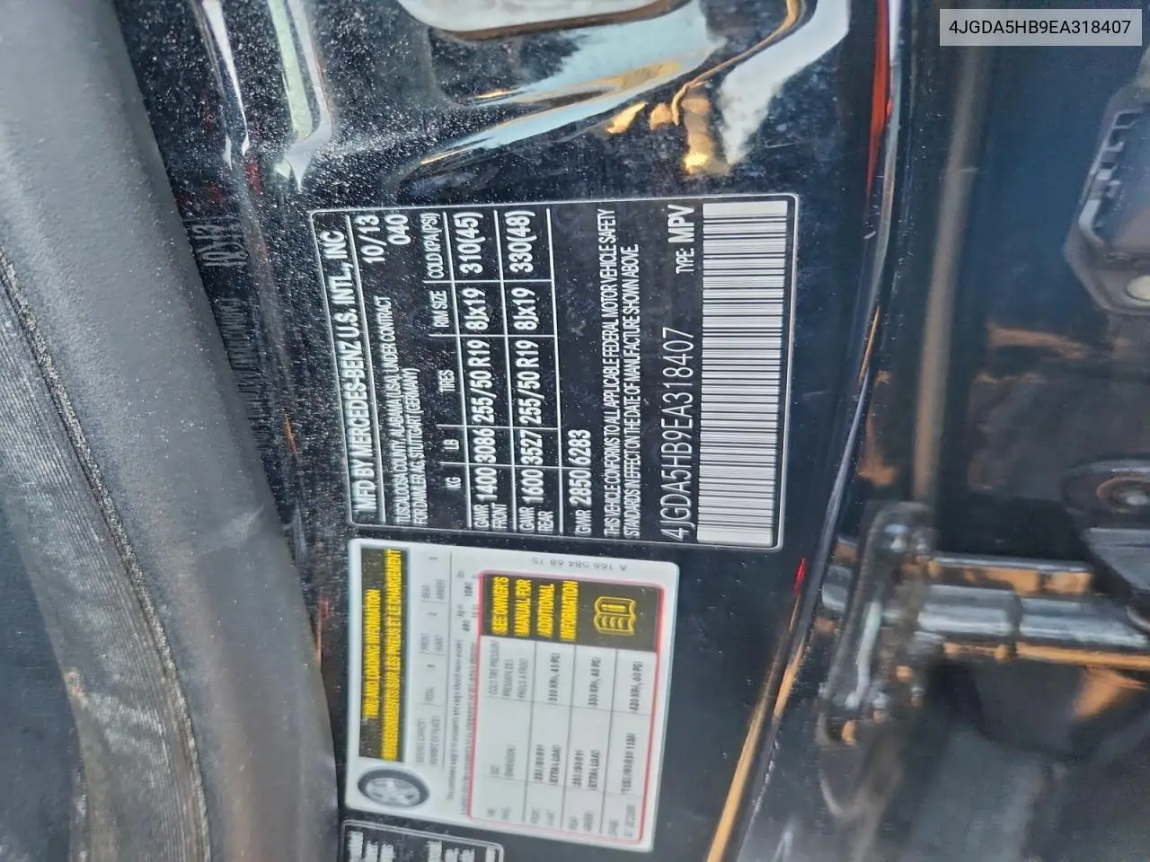 4JGDA5HB9EA318407 2014 Mercedes-Benz Ml 350 4Matic