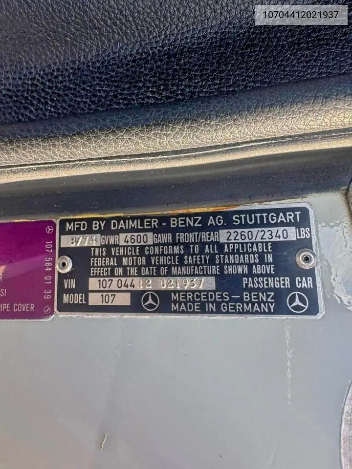 10704412021937 1975 Mercedes Benz 450 Sl