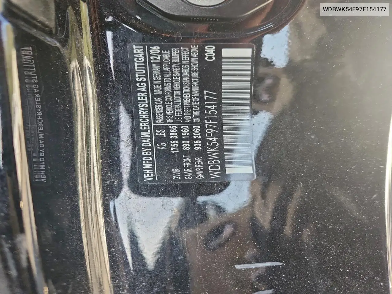 WDBWK54F97F154177 2007 Mercedes-Benz Slk 280