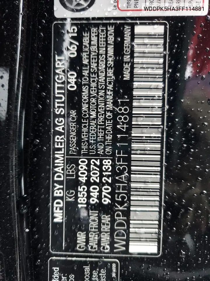 WDDPK5HA3FF114881 2015 Mercedes-Benz Slk 350