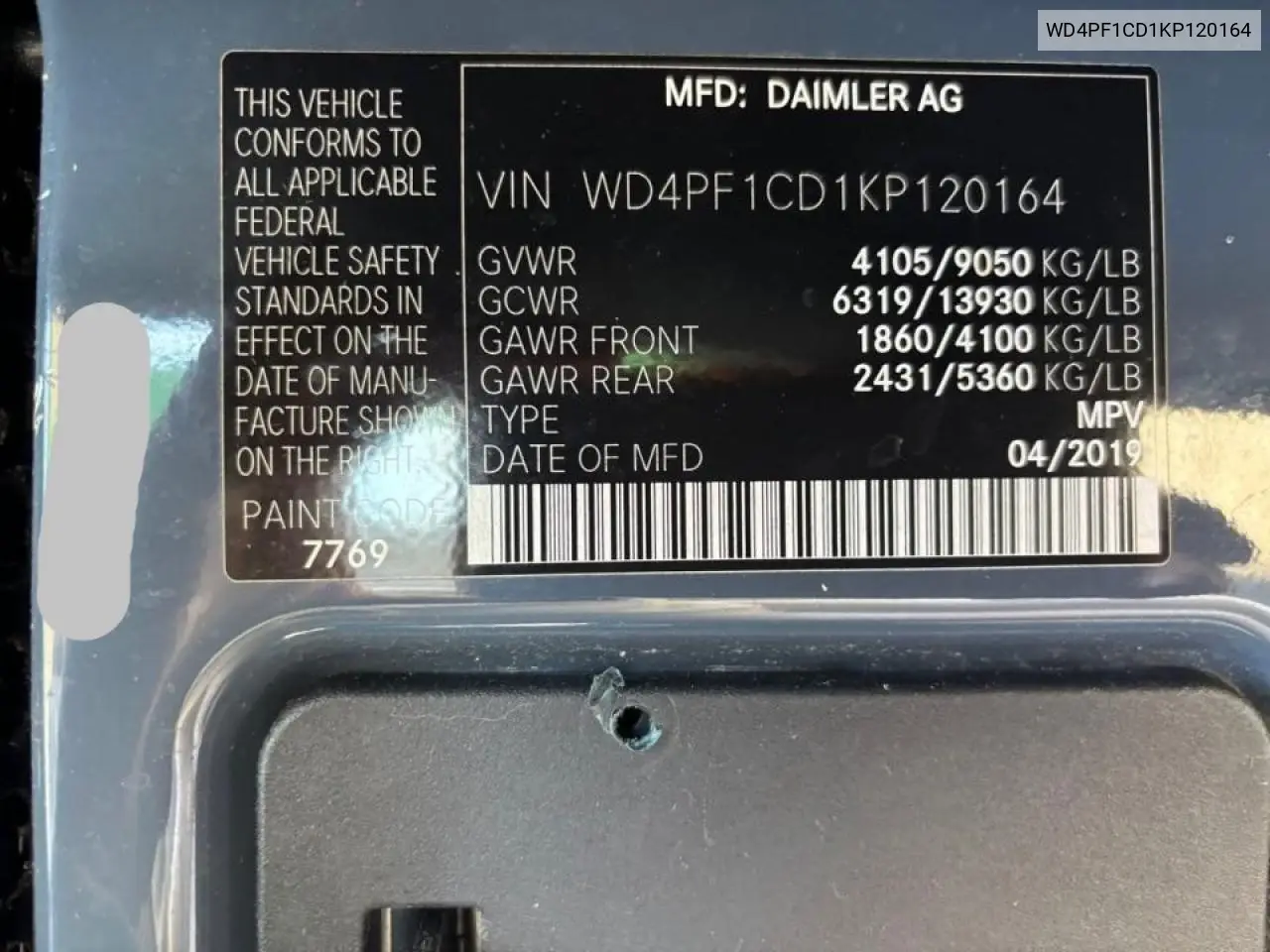 WD4PF1CD1KP120164 2019 Mercedes-Benz Sprinter 2500/3500