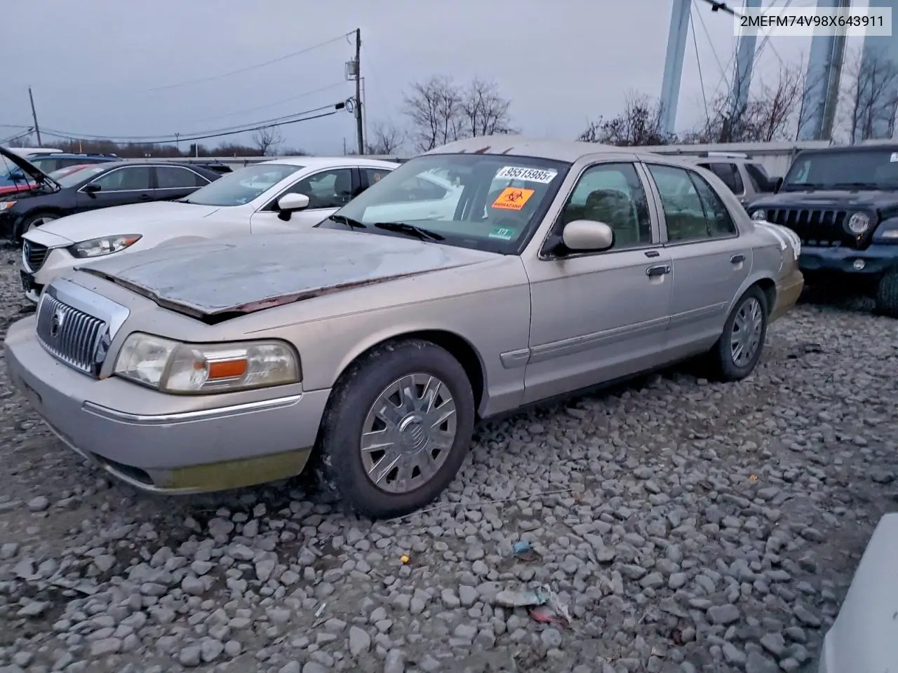 2MEFM74V98X643911 2008 Mercury Grand Marquis Gs