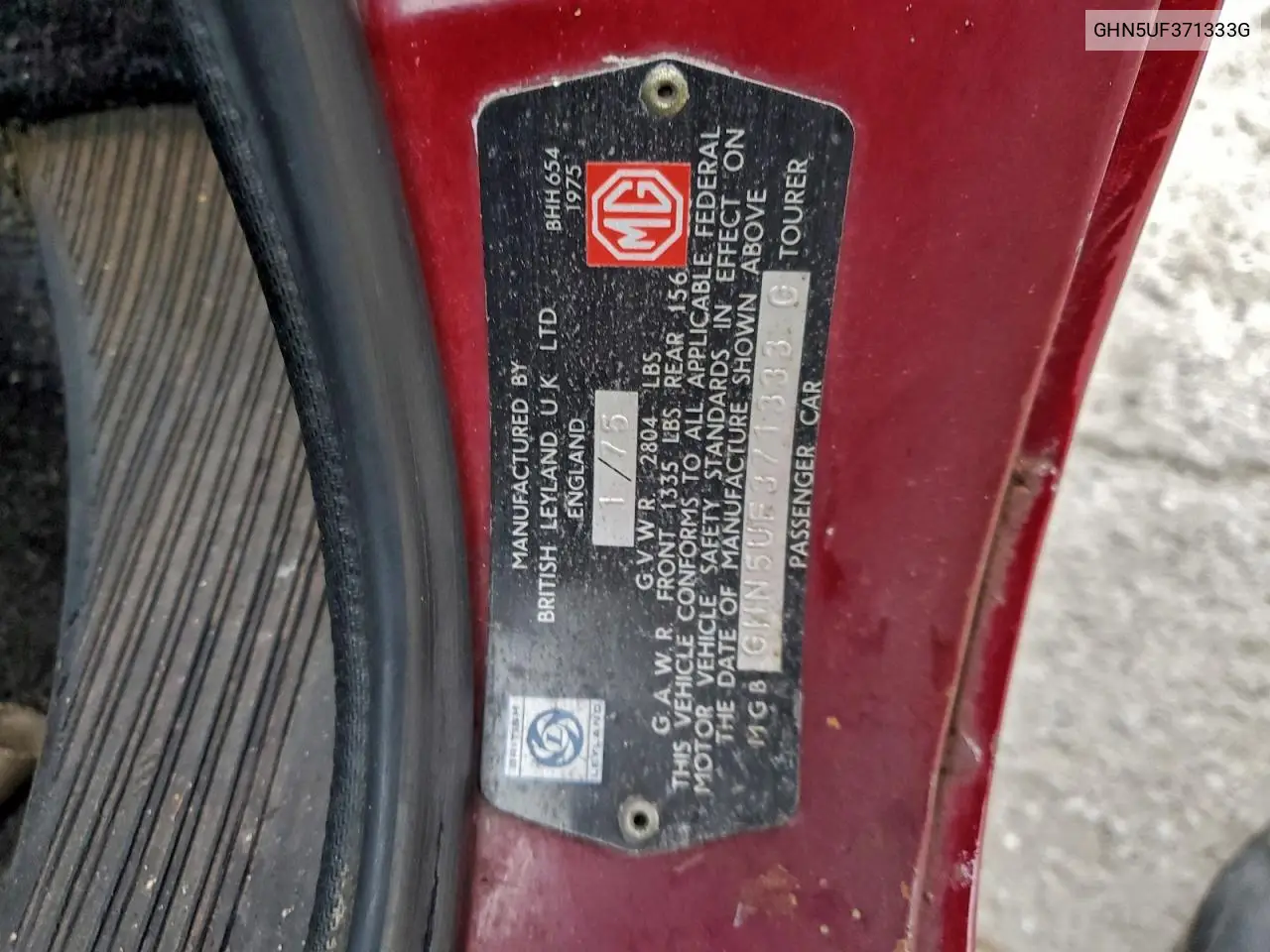 GHN5UF371333G 1975 Mg Mgb