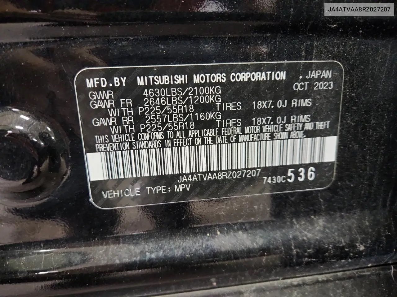 JA4ATVAA8RZ027207 2024 Mitsubishi Eclipse Cross Le