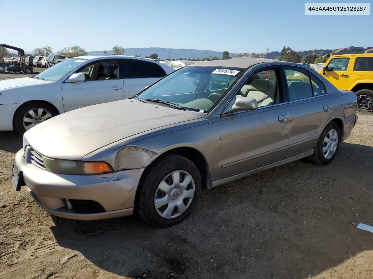 2002 Mitsubishi Galant Es VIN: 4A3AA46G12E123287 Lot: 74540784