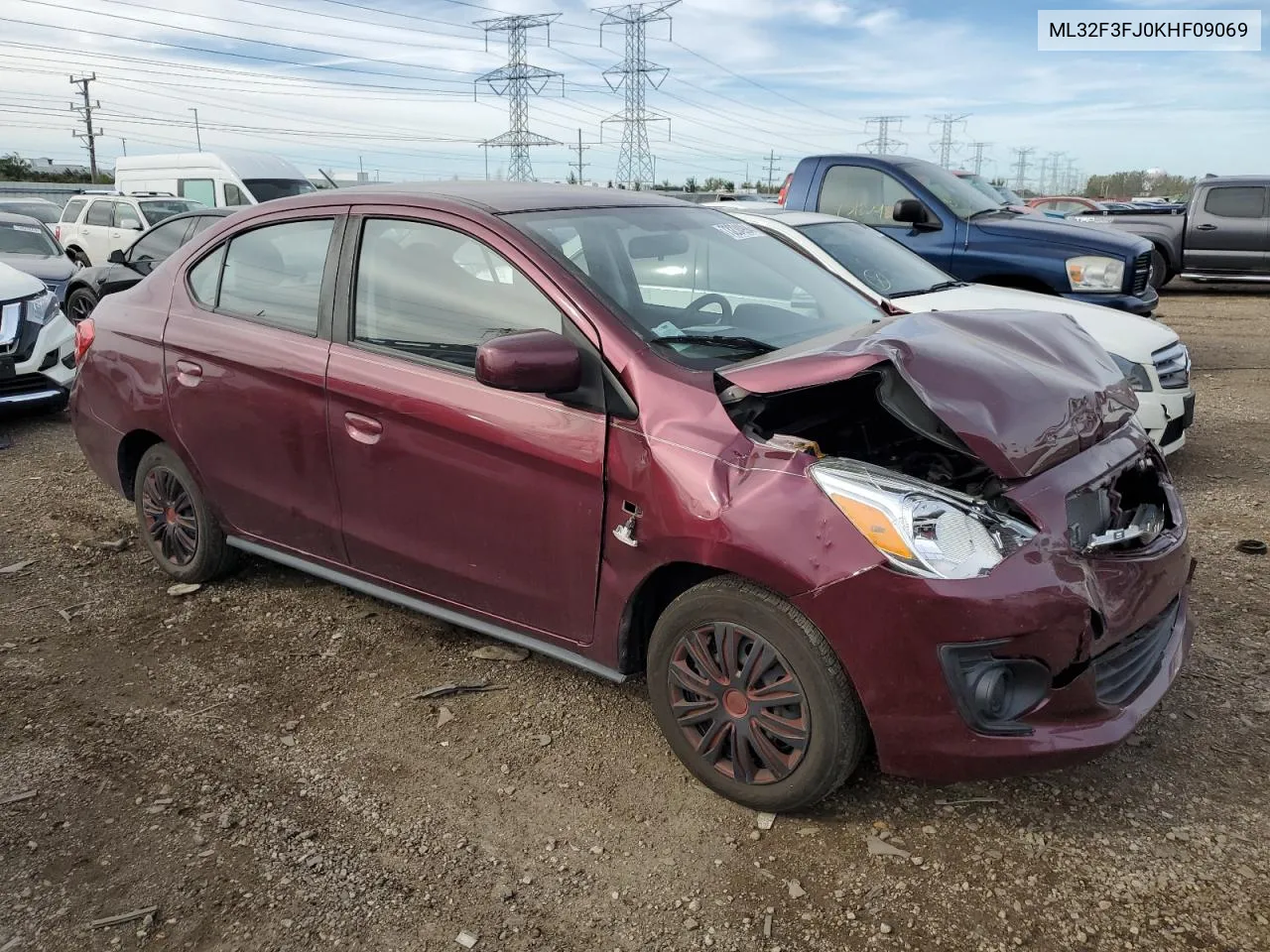 2019 Mitsubishi Mirage G4 Es VIN: ML32F3FJ0KHF09069 Lot: 73234994