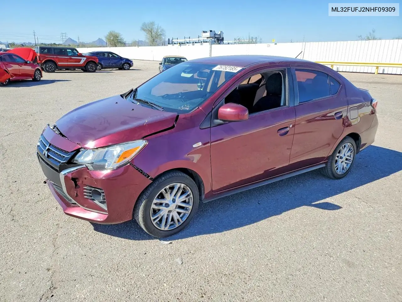2022 Mitsubishi Mirage G4 Es VIN: ML32FUFJ2NHF09309 Lot: 76752185