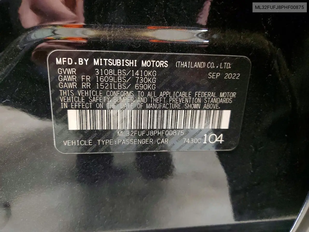 ML32FUFJ8PHF00875 2023 Mitsubishi Mirage G4 Es