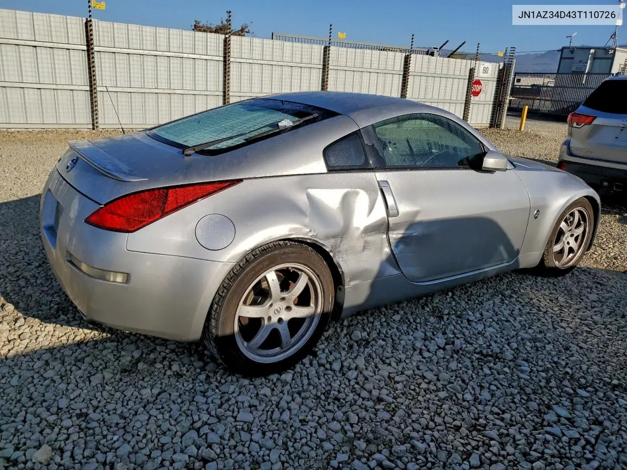 JN1AZ34D43T110726 2003 Nissan 350Z Coupe