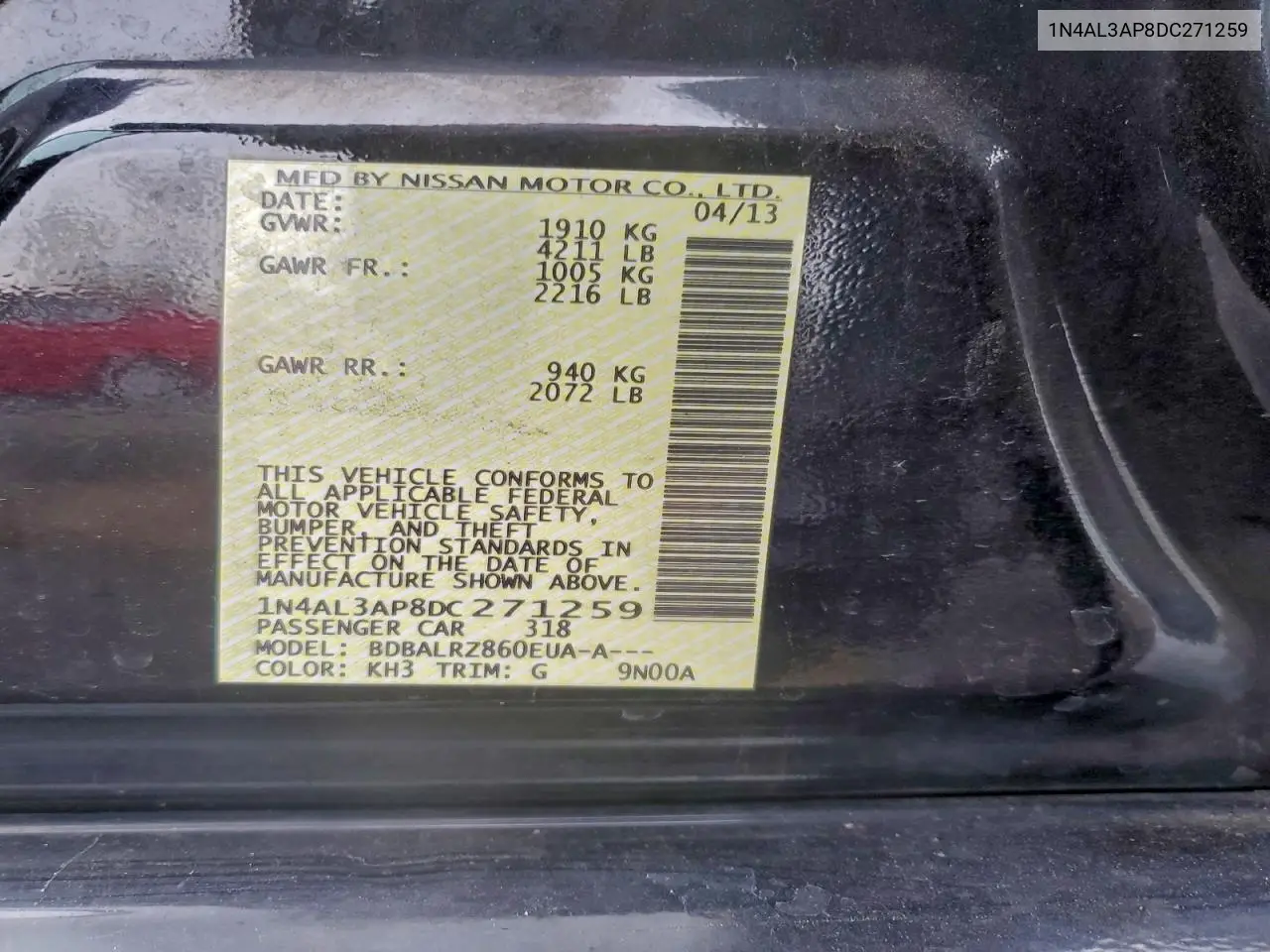 1N4AL3AP8DC271259 2013 Nissan Altima 2.5