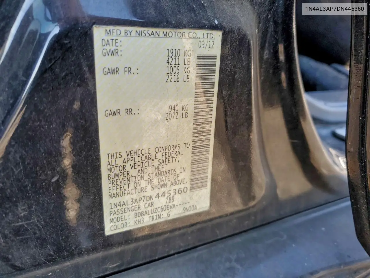 1N4AL3AP7DN445360 2013 Nissan Altima 2.5