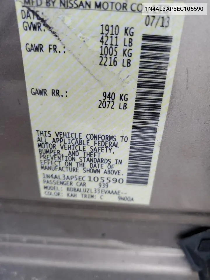 1N4AL3AP5EC105590 2014 Nissan Altima 2.5