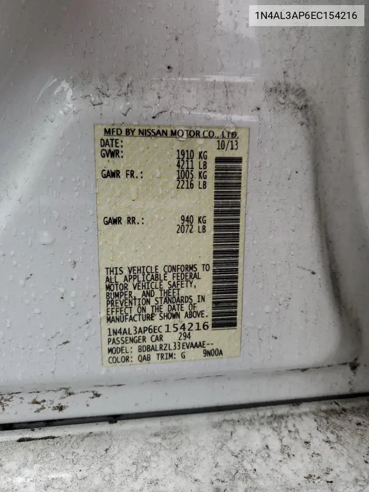 1N4AL3AP6EC154216 2014 Nissan Altima 2.5
