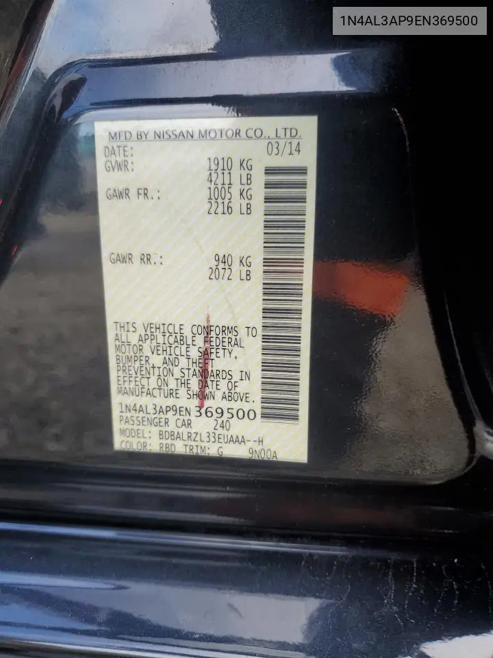 1N4AL3AP9EN369500 2014 Nissan Altima 2.5