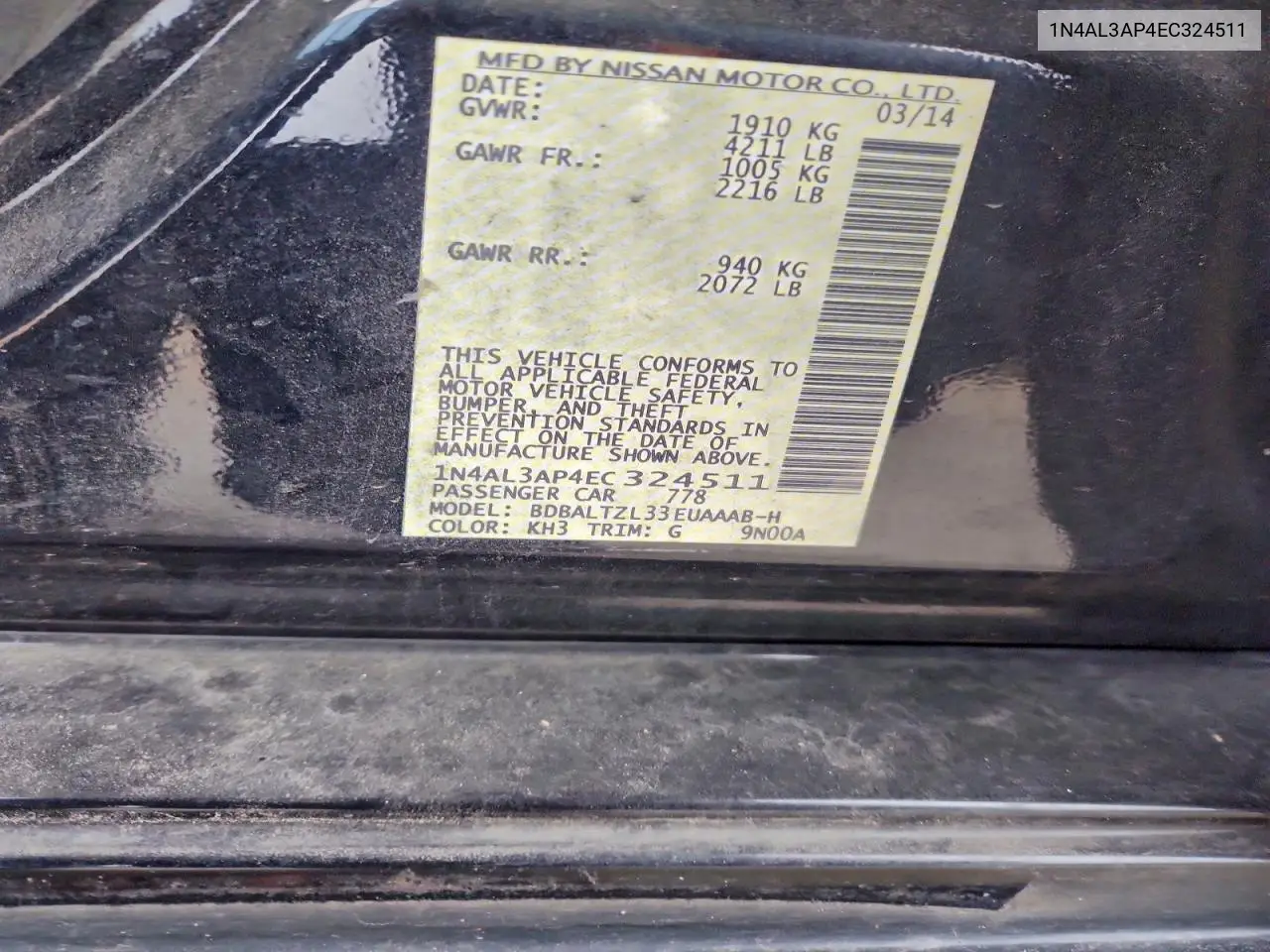 1N4AL3AP4EC324511 2014 Nissan Altima 2.5
