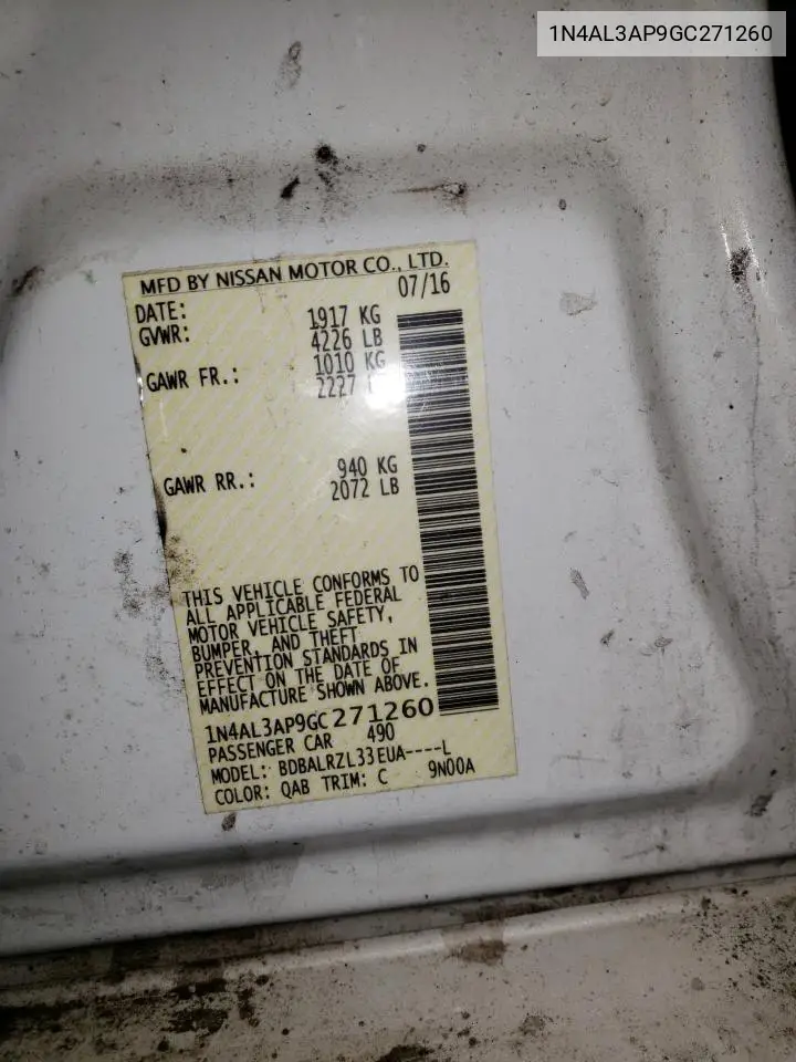 1N4AL3AP9GC271260 2016 Nissan Altima 2.5