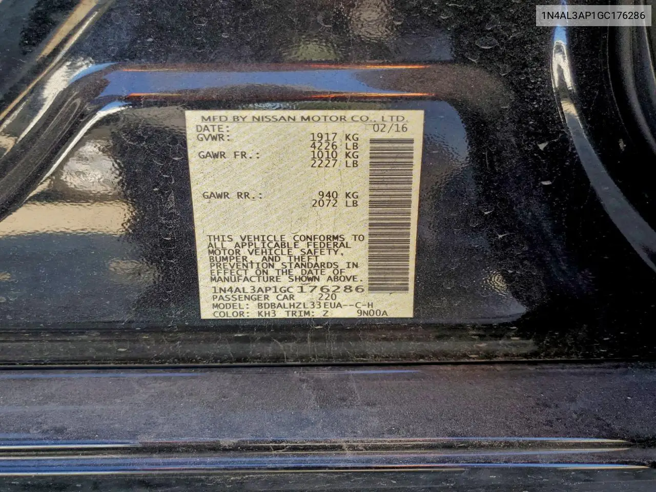 1N4AL3AP1GC176286 2016 Nissan Altima 2.5