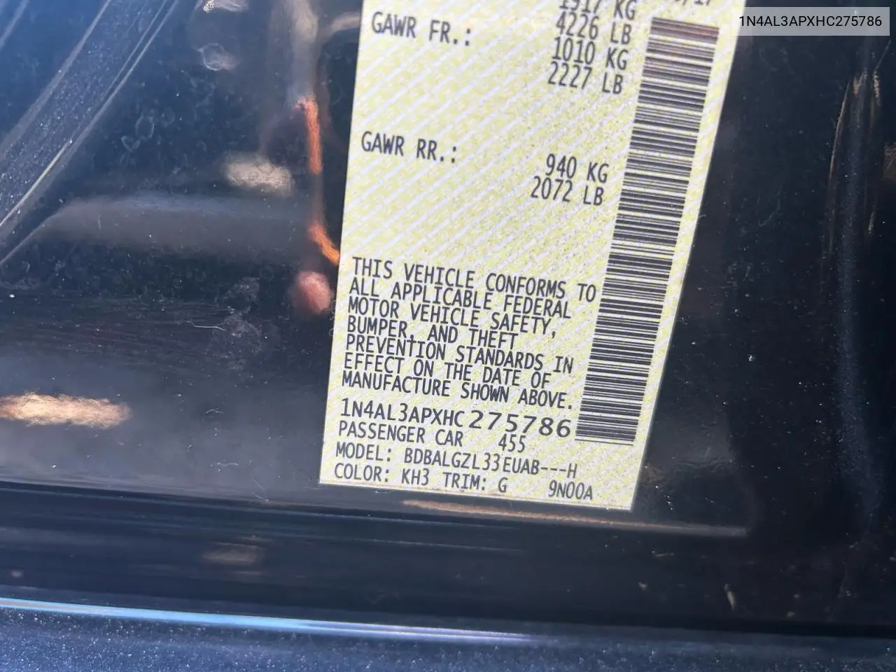 1N4AL3APXHC275786 2017 Nissan Altima 2.5