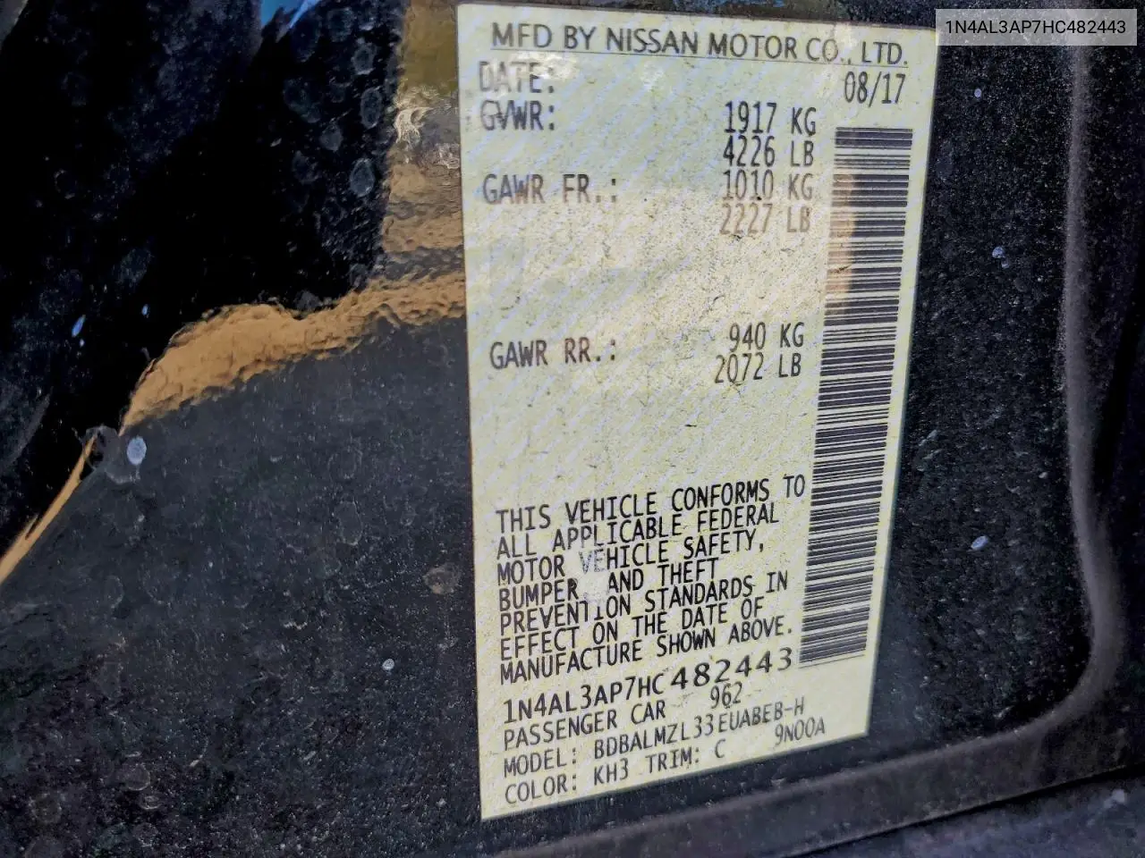 1N4AL3AP7HC482443 2017 Nissan Altima 2.5