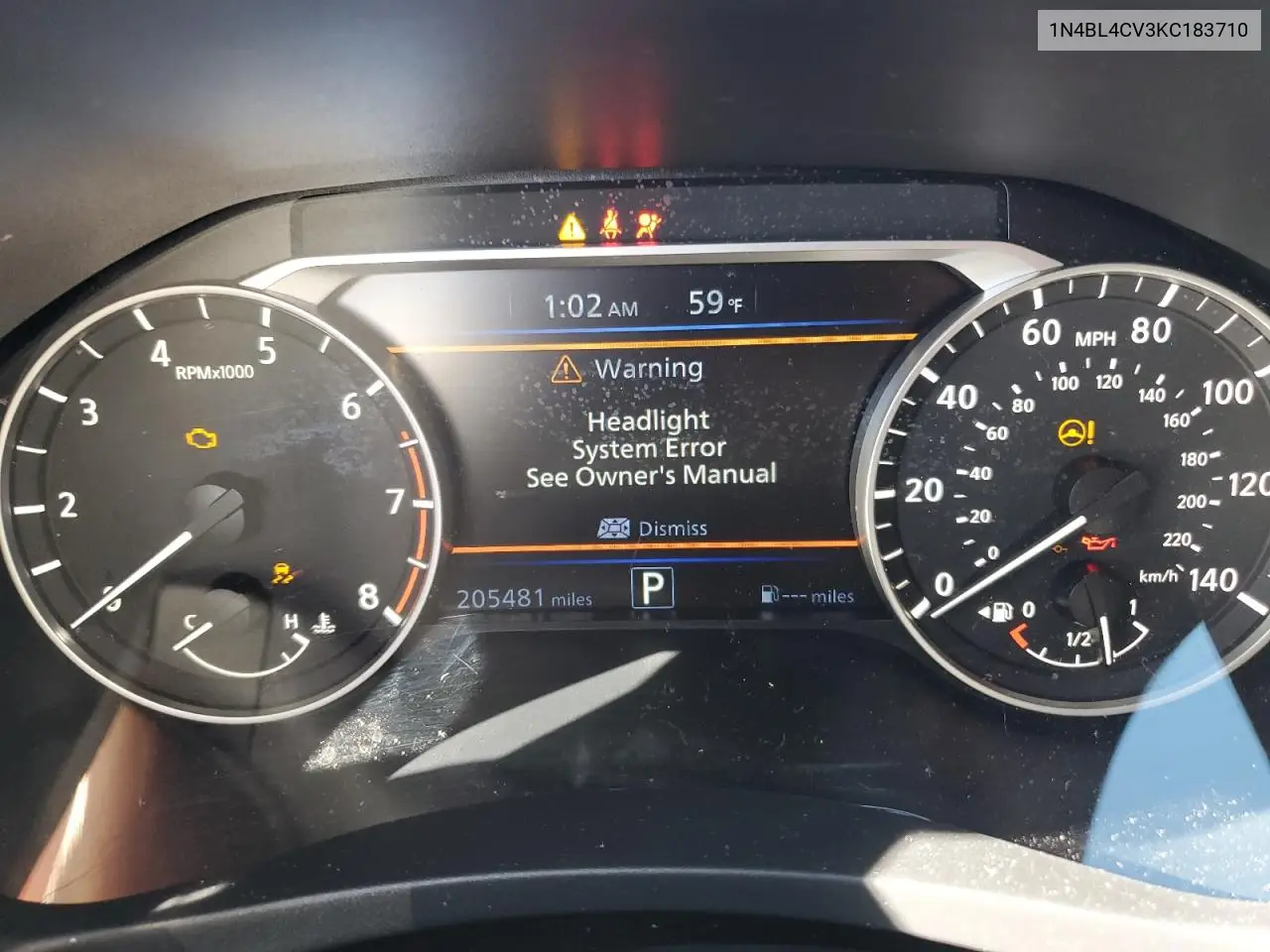 1N4BL4CV3KC183710 2019 Nissan Altima Sr