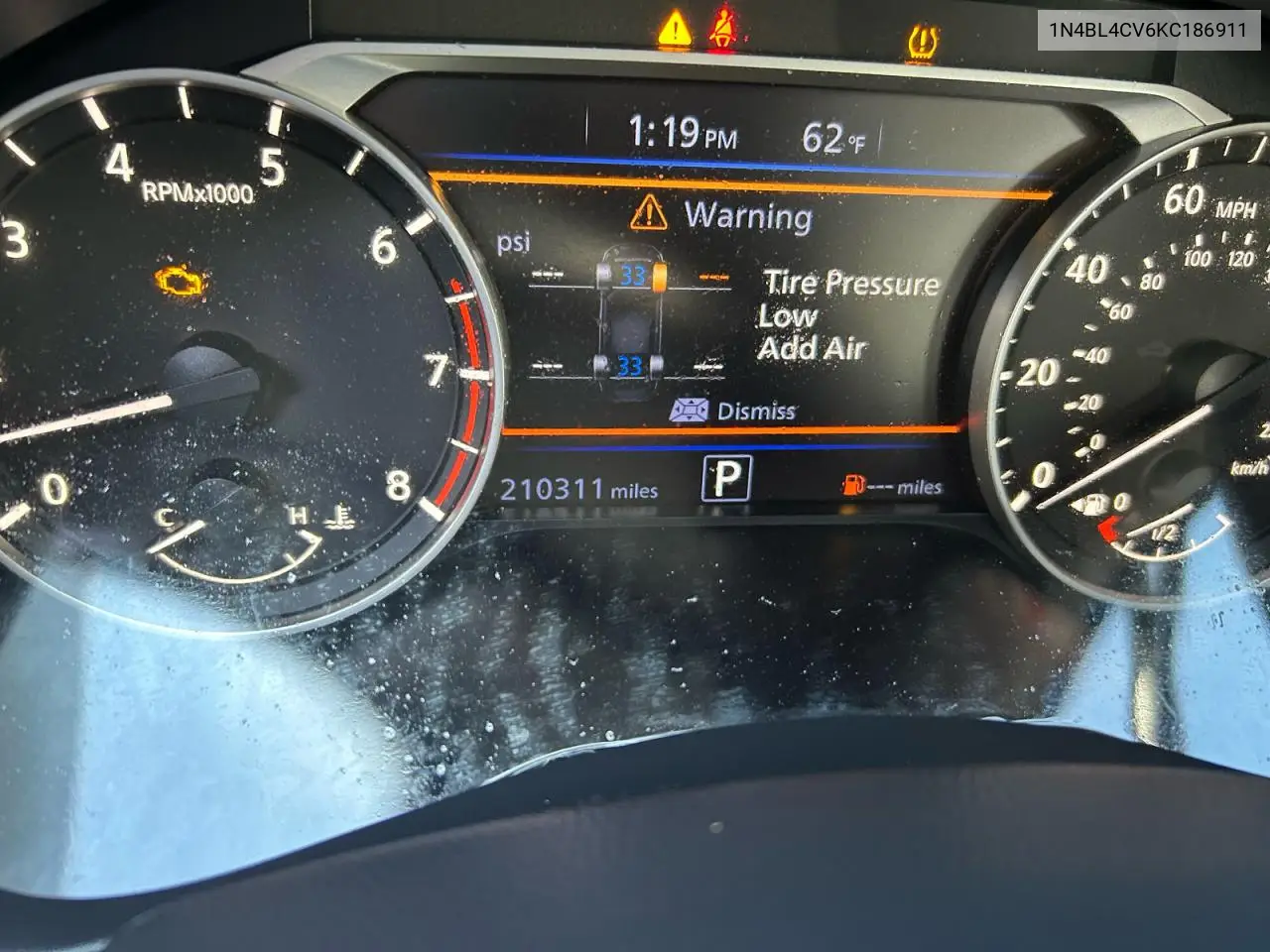 1N4BL4CV6KC186911 2019 Nissan Altima Sr