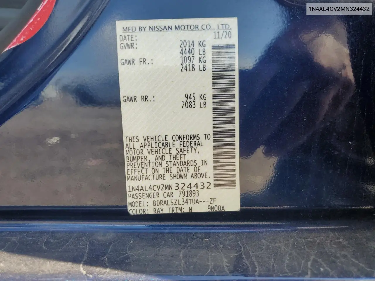1N4AL4CV2MN324432 2021 Nissan Altima Sr