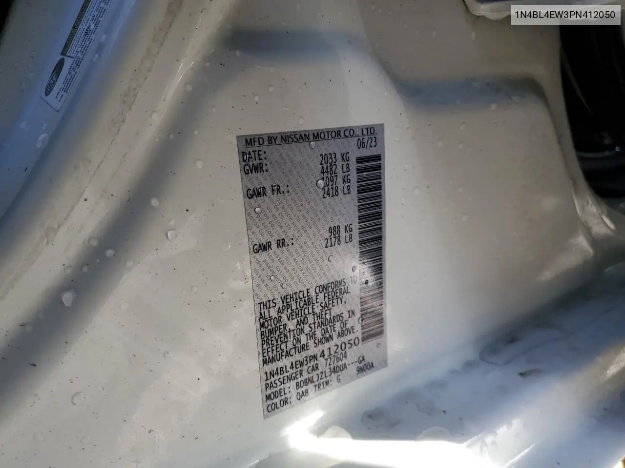 1N4BL4EW3PN412050 2023 Nissan Altima Sl
