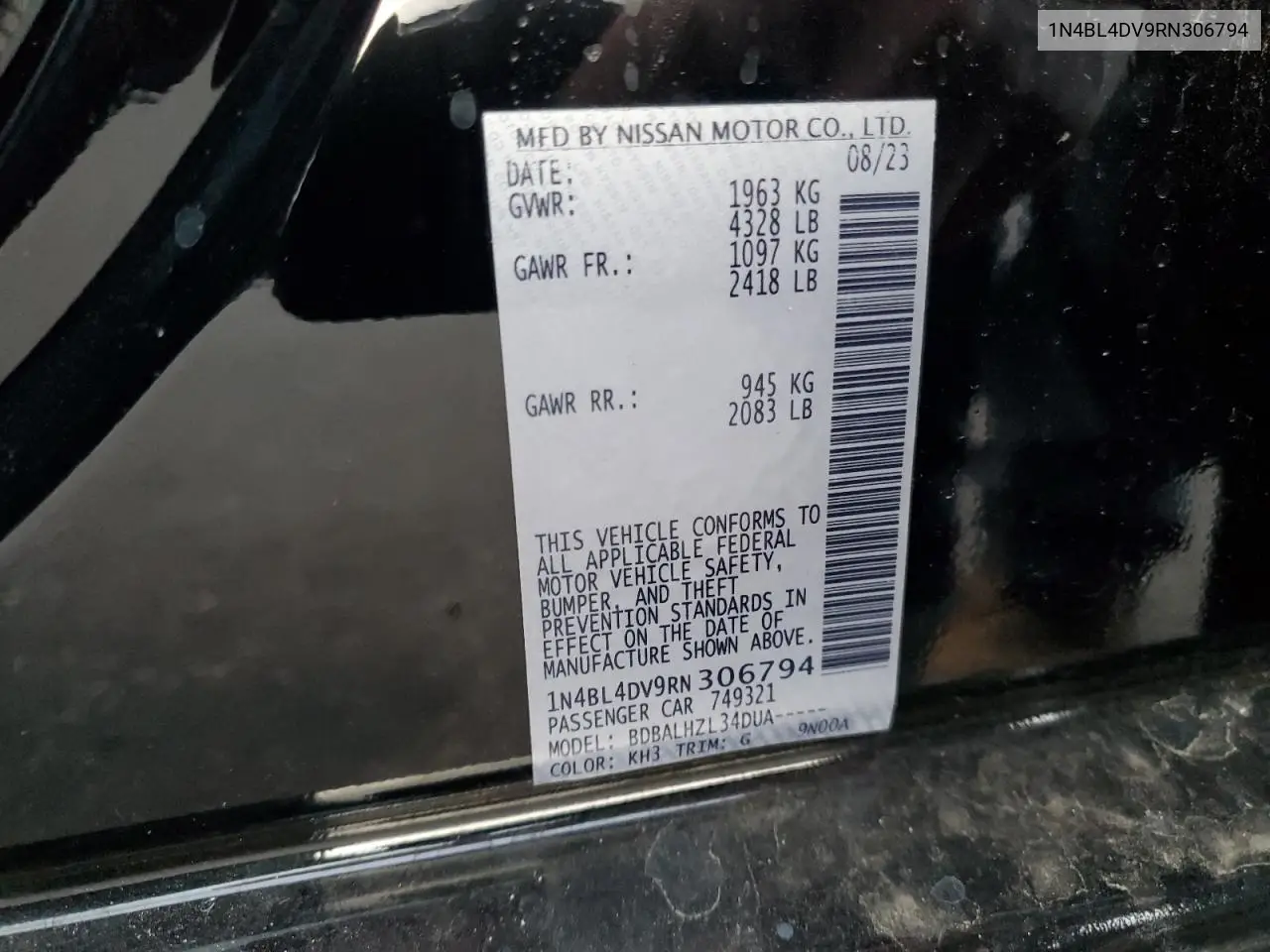 1N4BL4DV9RN306794 2024 Nissan Altima Sv