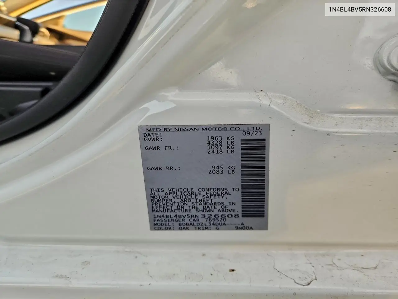 1N4BL4BV5RN326608 2024 Nissan Altima S