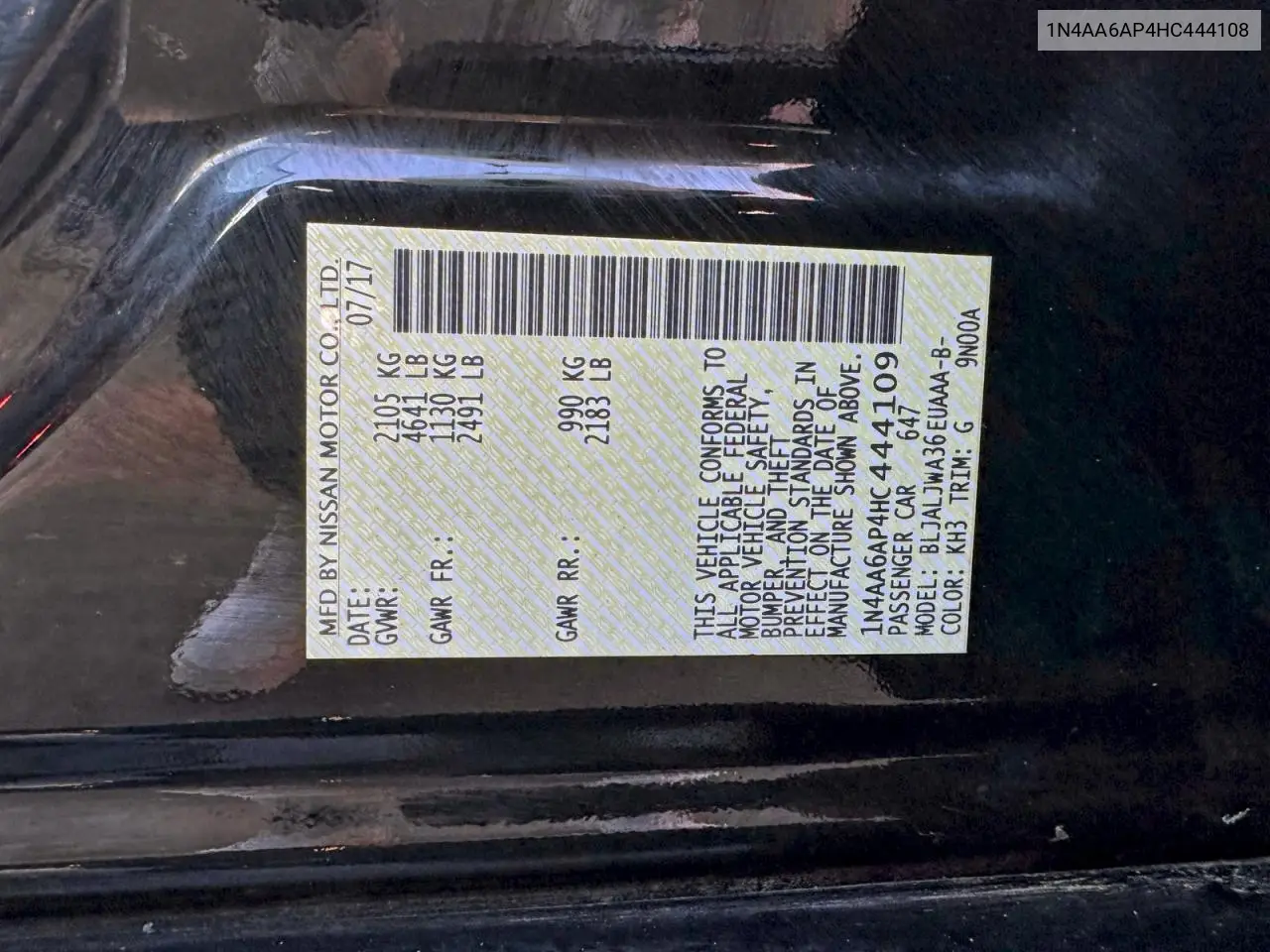 1N4AA6AP4HC444108 2017 Nissan Maxima 3.5S
