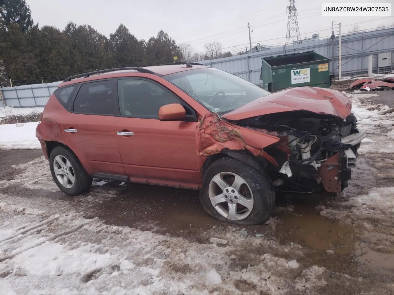 2004 Nissan Murano Sl VIN: JN8AZ08W24W307535 Lot: 66655004