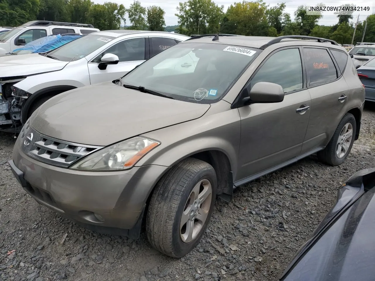 2004 Nissan Murano Sl VIN: JN8AZ08W74W342149 Lot: 69626004